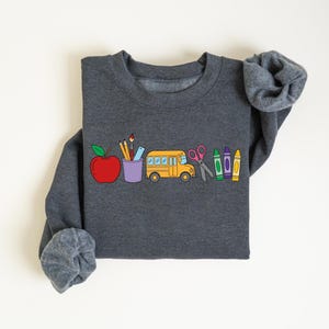 Cute Teacher Stuff Sweatshirt, Teacher Life Shirt, School Supplies Shirt, Back To School, Team Teacher Shirt, First Day Of School Outfit image 8