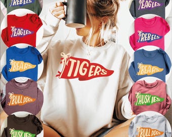 Custom Watercolor Mascot Pennant Sweatshirt, School Spirit Shirt