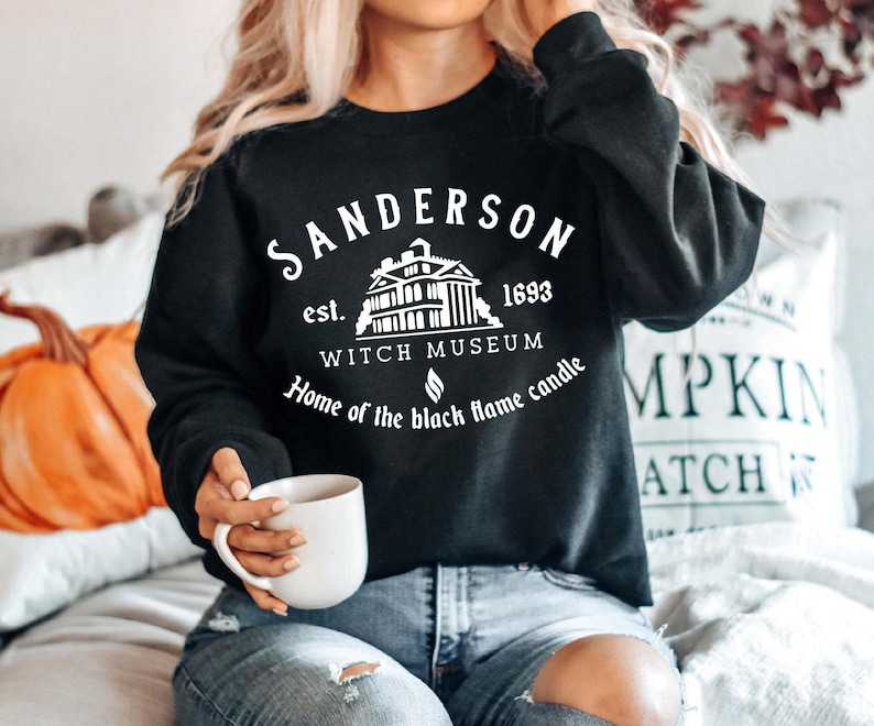 Sanderson Witch Museum Sweatshirt, Halloween Sweatshirt, Sanderson Sisters, Witch Sweatshirt, Black Flame Candle Sweater, Hocus Pocus Gift image 8