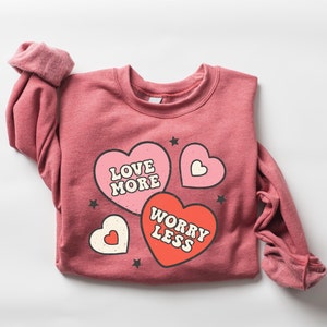 Retro Valentines Day Sweatshirt, Cute Hearts Sweatshirt, Love Sweatshirt, Valentines Day Shirt, Womens Valentines Sweatshirt