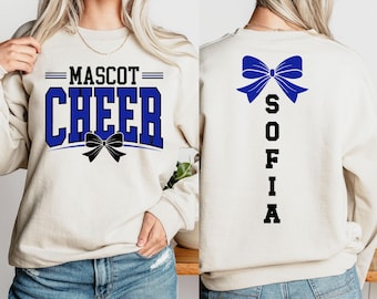 Custom Cheer Sweatshirt With Mascot Name, Personalized Cheerleader Crewneck, Back To School, School Spirit Shirt For Girls, Favorite Team