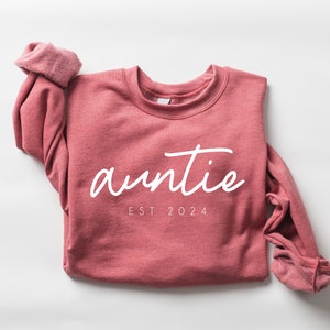 Personalize Est Auntie Sweatshirt, Mothers Day Gift, Christmas Gift For Auntie, Cute Auntie Sweatshirt, Funny Aunt Sweatshirt, Tia Shirt image 2