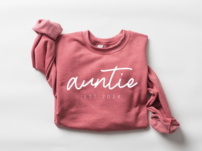 Personalize Est Auntie Sweatshirt, Mothers Day Gift, Christmas Gift For Auntie, Cute Auntie Sweatshirt, Funny Aunt Sweatshirt, Tia Shirt image 2