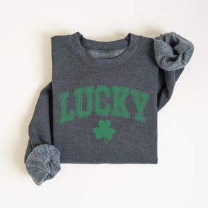 Retro Lucky Sweatshirt, Cute St Patricks Day Sweatshirt, Womens Shamrock Sweatshirt, Irish Shirt, Four Leaf Clover, St Patricks Day Outfit image 8