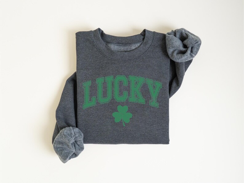 Retro Lucky Sweatshirt, Cute St Patricks Day Sweatshirt, Womens Shamrock Sweatshirt, Irish Shirt, Four Leaf Clover, St Patricks Day Outfit image 8