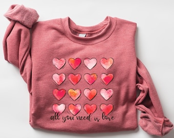 Retro Heart Valentines Sweatshirt, Womens Valentine Sweatshirt, Teacher Valentine Sweatshirt, Love Sweatshirt, Valentines Day Shirt