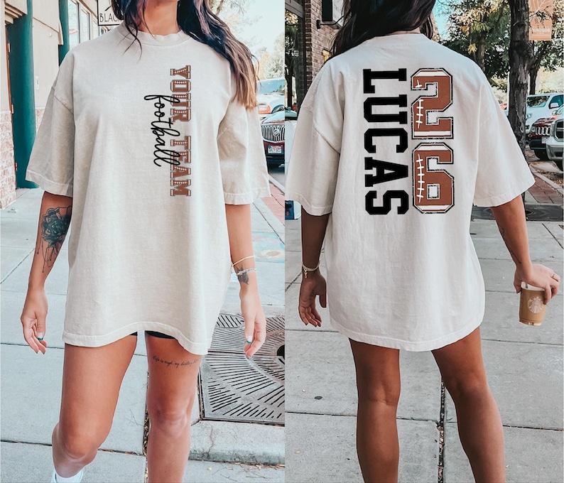 Custom Team Football Shirt With Kids Name & Jersey Number, Personalized Football Mom Shirt, Football Mama Shirt, Fall Football Season Shirt afbeelding 5