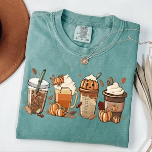 Fall Coffee Shirt, Cute Pumpkin Latte Shirt, Pumpkin Spice Latte Shirt, Coffee Lover Halloween Shirt, Women Autumn Shirt, Fall Graphic Tee
