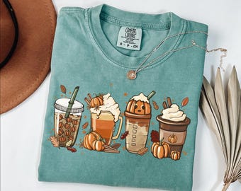 Fall Coffee Shirt, Cute Pumpkin Latte Shirt, Pumpkin Spice Latte Shirt, Coffee Lover Halloween Shirt, Women Autumn Shirt, Fall Graphic Tee