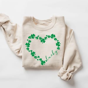 Heart Shamrock Sweatshirt, Love Clover Hoodie, St Patricks Day Gift, Four Leaf Clover, Lucky Irish Shirt image 3