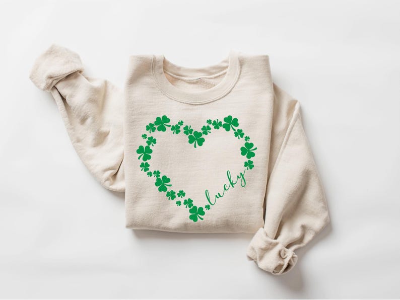 Heart Shamrock Sweatshirt, Love Clover Hoodie, St Patricks Day Gift, Four Leaf Clover, Lucky Irish Shirt image 3