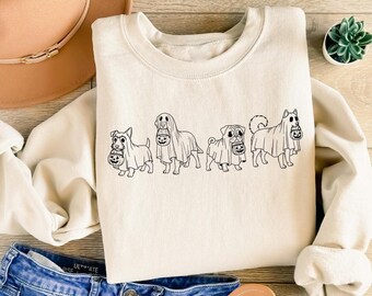 Sudadera de Halloween de Ghost Dogs: Camiseta gráfica de temporada espeluznante