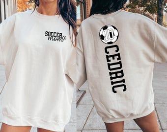 Personalized Soccer Mom Sweatshirt WIth Kid Number & Name, Soccer Mom Shirt, Mom Soccer Sweatshirt, Soccer Mama Shirt, Gift for Soccer Mom