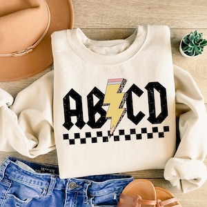 Retro ABCD Teacher Sweatshirt, Cute Teacher Shirt, Kindergarten Teacher Shirt, Back To School, Elementary School Shirt, Team Teacher Shirts