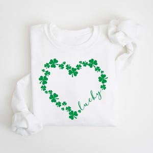 Heart Shamrock Sweatshirt, Love Clover Hoodie, St Patricks Day Gift, Four Leaf Clover, Lucky Irish Shirt image 6