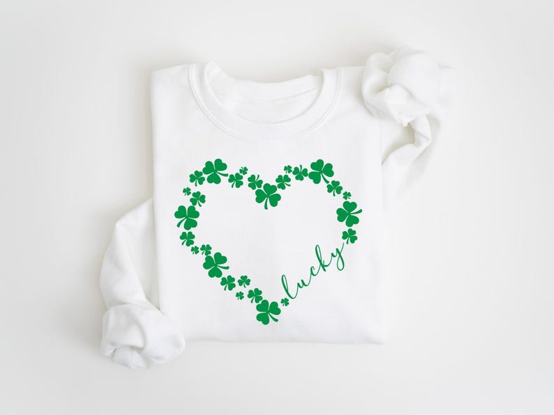 Heart Shamrock Sweatshirt, Love Clover Hoodie, St Patricks Day Gift, Four Leaf Clover, Lucky Irish Shirt image 6