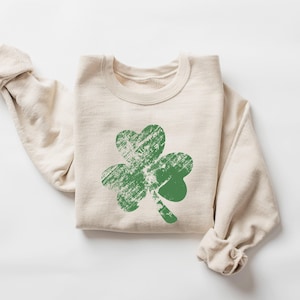Retro Shamrock Sweatshirt, Womens Shenanigans Sweatshirt, Cute St Patricks Day Sweatshirt, Lucky Sweatshirt, Irish Shirt, Four Leaf Clover image 1