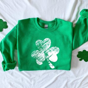 Retro Shamrock Sweatshirt, Womens Shenanigans Sweatshirt, Cute St Patricks Day Sweatshirt, Lucky Sweatshirt, Irish Shirt, Four Leaf Clover image 2