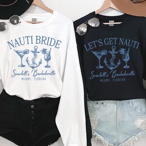 Nauti Bride Sweatshirt, Custom Bachelorette Shirt, Beach Bachelorette Party Shirt, Personalized Luxury Bachelorette, Social Club Favors