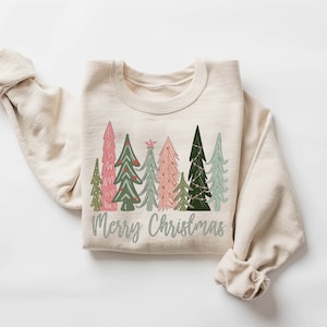 Sweat-shirt Joyeux arbre de Noël, Sweat-shirt de Noël joyeux et lumineux, Pull de Noël, Chemise de vacances pour femmes, Chemise d’hiver, Cadeau de Noël