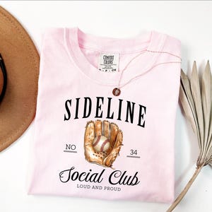 Sideline Social Club Mom Shirt, Baseball Mom Shirt With Number, Baseball Game Day Shirt, Baseball Mama Shirt, Cool Baseball Season Gift image 7