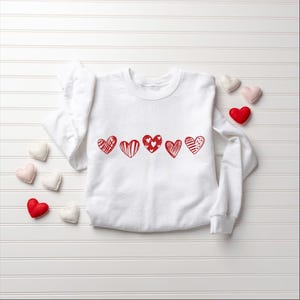 Valentines Hearts Sweatshirt, Womens Valentines Sweatshirt, Love Sweatshirt, Valentines Day Gift, Drawn Heart Shirt, Valentines Graphic Tee image 8