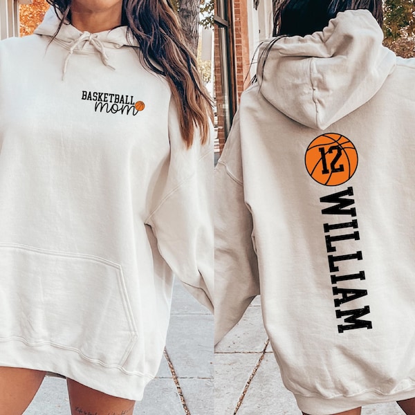 Sudadera con capucha para mamá de baloncesto, camiseta para mamá de la temporada de baloncesto, sudadera para mamá amante del baloncesto, camiseta para mamá de baloncesto para el día del partido, número de camiseta