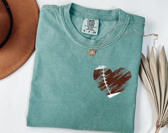 Retro Heart Football Shirt, Cute Football Lover Gift, Football Mom Love Shirt, Mama Football Shirt, Football Game Day Shirt, Football Season