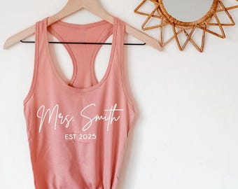 Personalized Mrs Tank Top, Mrs Custom Last Name Tank Top, Bride To Be Gift, Custom Bridal Gift, Future Mrs, Gift for Bride, Future Mrs Gift