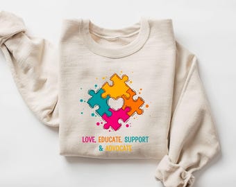 Cute Autism Teacher Sweatshirt, Autism Awareness Sweatshirt, Neurodiversity Shirt, Autistic Pride Shirt, Autism Mom, Autism Month Shirt