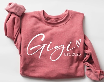 Sudadera personalizada "Gigi Est", regalo para el Día de la Madre, sudadera para abuela, regalo para abuela, sudadera para nana, camiseta para mamá Grammy Mimi Nonny