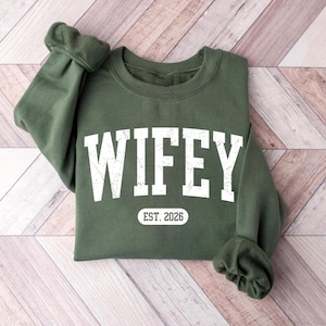 Personalized Wifey Sweatshirt, Future Mrs, Wife Shirt, Bride Engagement Gift image 1