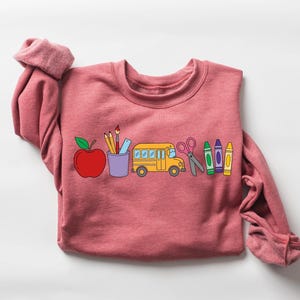 Cute Teacher Stuff Sweatshirt, Teacher Life Shirt, School Supplies Shirt, Back To School, Team Teacher Shirt, First Day Of School Outfit image 3
