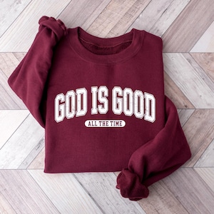 Retro Christian Sweatshirt, God Is Good All The Time, Christian Christmas Shirt, Faith Sweatshirt, Womens Christian Gift, Nativity Scene image 7