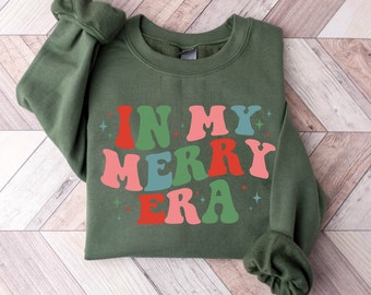 Retro Kitsch Merry and Bright Christmas Sweatshirt, Mid Century Modern 50s Vintage Style Unisex Heavy Blend™ Crewneck Sweatshirt main image 1