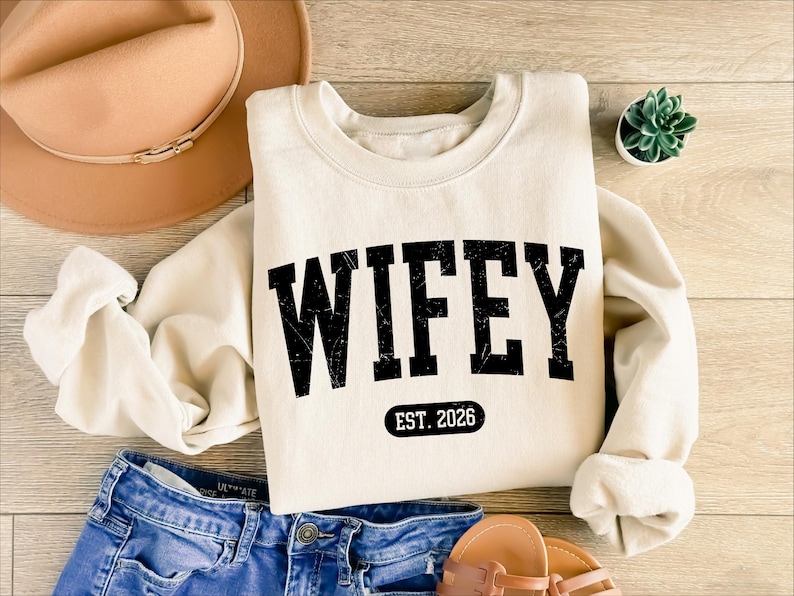 Personalized Wifey Sweatshirt, Future Mrs, Wife Shirt, Bride Engagement Gift image 2