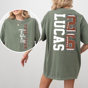 Custom Team Football Shirt With Kids Name & Jersey Number, Personalized Football Mom Shirt, Football Mama Shirt, Fall Football Season Shirt afbeelding 3