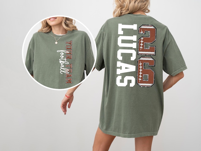 Custom Team Football Shirt With Kids Name & Jersey Number, Personalized Football Mom Shirt, Football Mama Shirt, Fall Football Season Shirt afbeelding 3