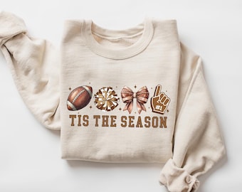 Sudadera de fútbol, sudadera con lazo de fútbol, camiseta de mascota escolar, camiseta de animadora, ropa de animadora Coquette, equipo de fútbol