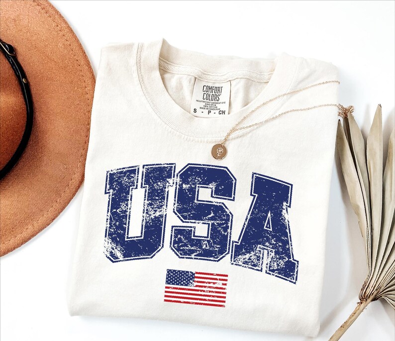 Retro USA Flag Shirt, Womens USA Shirt, Patriotic Shirt, American Flag Shirt, America Shirt, Red Blue White, USA Flag Lover Shirt image 2