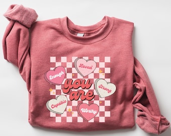 Cute Teacher Valentine Sweatshirt, Retro Heart Sweatshirt, Women's Valentines Day Sweatshirt, Love Valentine Sweatshirt