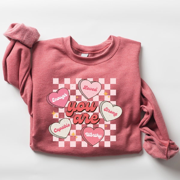 Cute Teacher Valentine Sweatshirt, Retro Heart Sweatshirt, Women's Valentines Day Sweatshirt, Love Valentine Sweatshirt