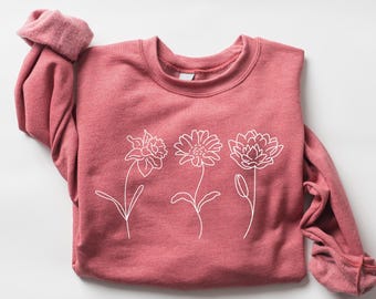 Customized Birth Month Flower Sweatshirt, Mothers Day Sweatshirt, Birthday Flower Sweatshirt, Mothers Day Gift, New Mom Gift,Mama Sweatshirt