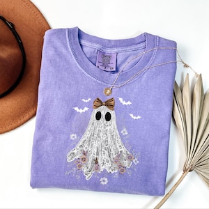 Floral Ghost Shirt, Cute Ghost Shirt, Womens Ghost Shirt, Cottagecore Halloween, Retro Halloween Gift, Spooky Season Shirt, Halloween Outfit image 7