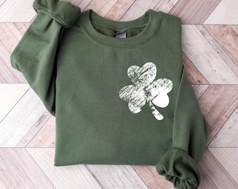 Womens St Patricks Sweatshirt, Retro Shamrock Sweatshirt, Cute Lucky Sweatshirt, Happy Shamrock Shirt, Irish Shirt, Saint Patrick Day Shirt