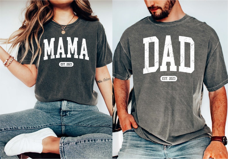 Comfort Colors®Custom Gifts For Mom and Dad, Cute Mama Shirt, Unique Dad Shirt, Christmas Gift for Parents, Mothers Day Gift, Matching Shirt image 1
