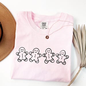 Christmas Gingerbread Cookies Shirt, Festive Holiday Outfit, Womens Xmas Graphic Tee image 7