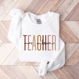 Custom Teacher Last Name Sweatshirt, Teacher Mrs Sweatshirt, Cute ...