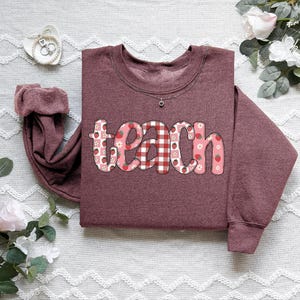 Strawberry Teach Sweatshirt, Cute Teacher Sweatshirt, Teacher Appreciation Gift, Back To School, Elementary Teacher Shirt, Team Teacher Gift image 2