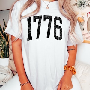 Camiseta retro de EE. UU. de 1776, camiseta de EE. UU. para mujer, camiseta del 4 de julio, camiseta de Estados Unidos, camiseta del Día Patriótico, camiseta del 4 de julio para mujer, camiseta con la bandera estadounidense imagen 3